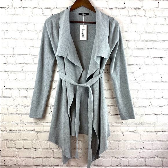 Simplee Gray Cardigan One Size With Strap - Picture 1 of 7